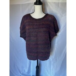 Ann Taylor Loft knit striped short sleeve sweater size medium